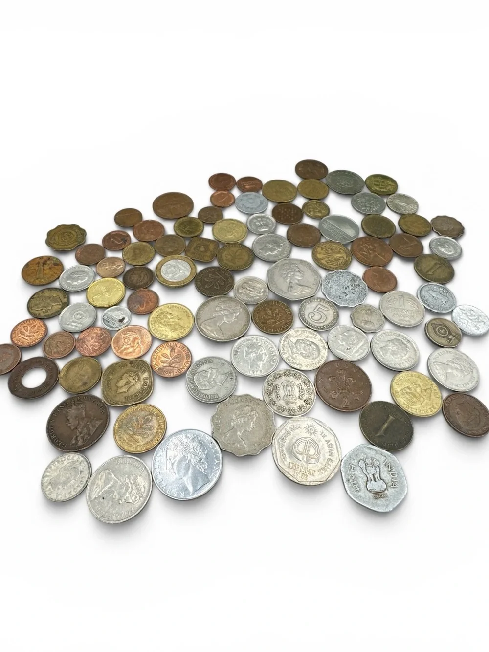 90 Mixed World Coins Foreign Coin Lot 20+ Countries Estate Collection Bulk